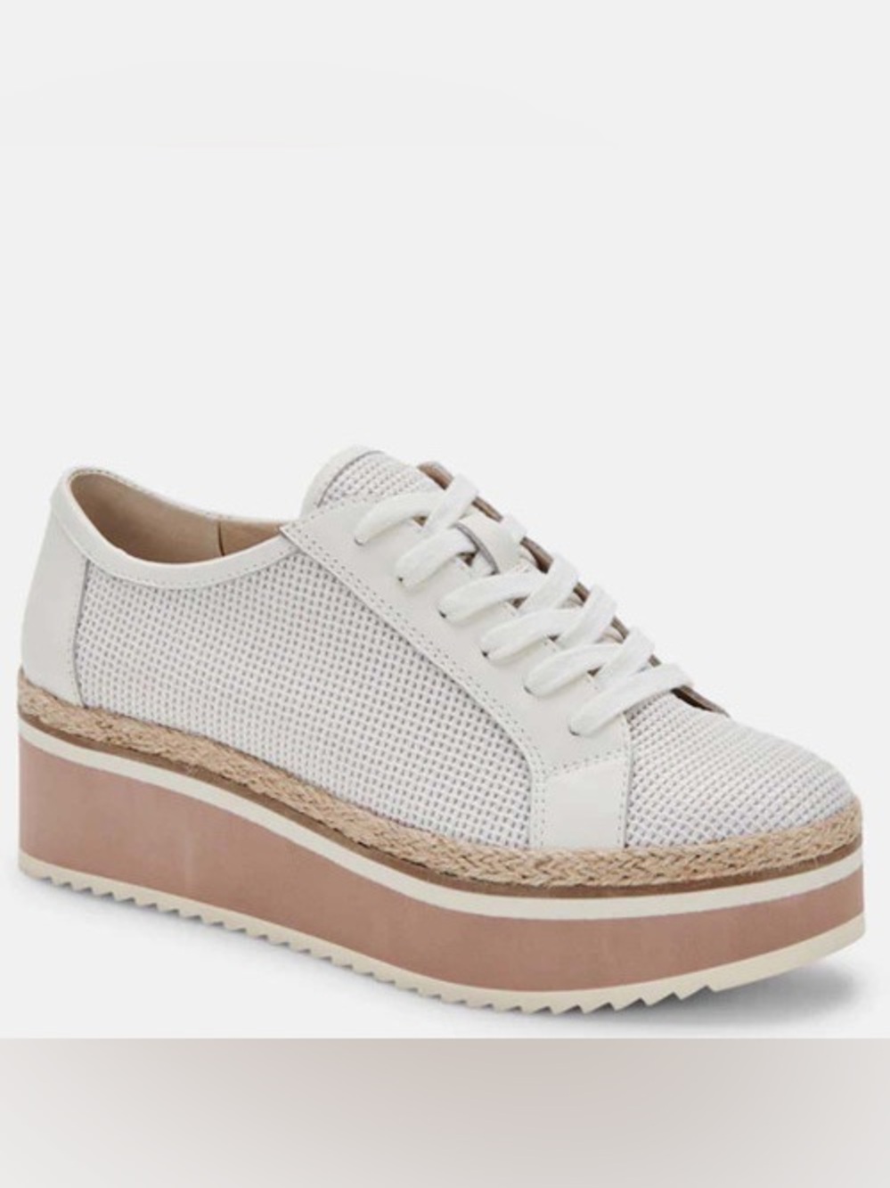 New Dolce Vita Telah Sneakers Cream Platform Casual Lace-Up Sneakers